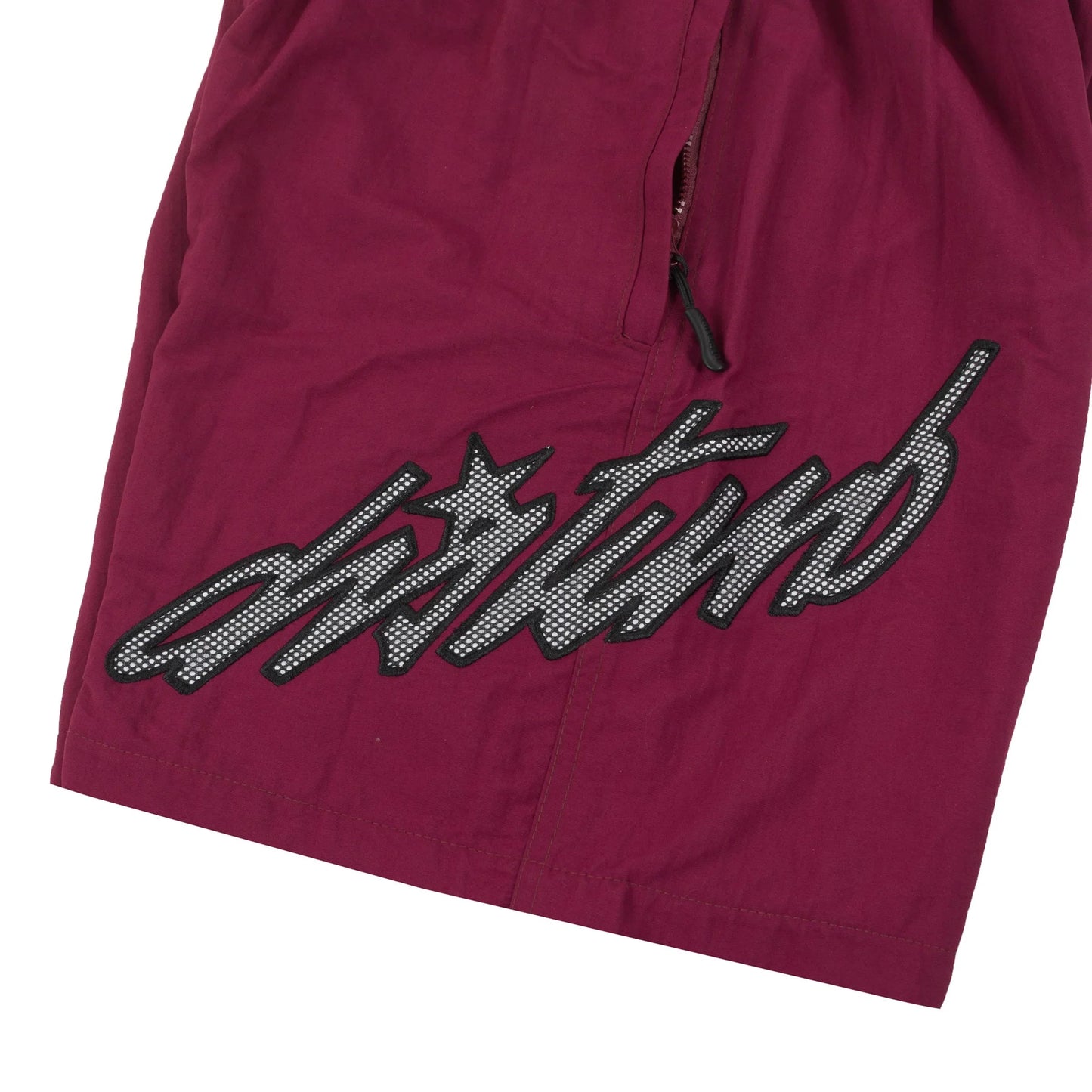 Cursive Nylon Shorts in Burgundy