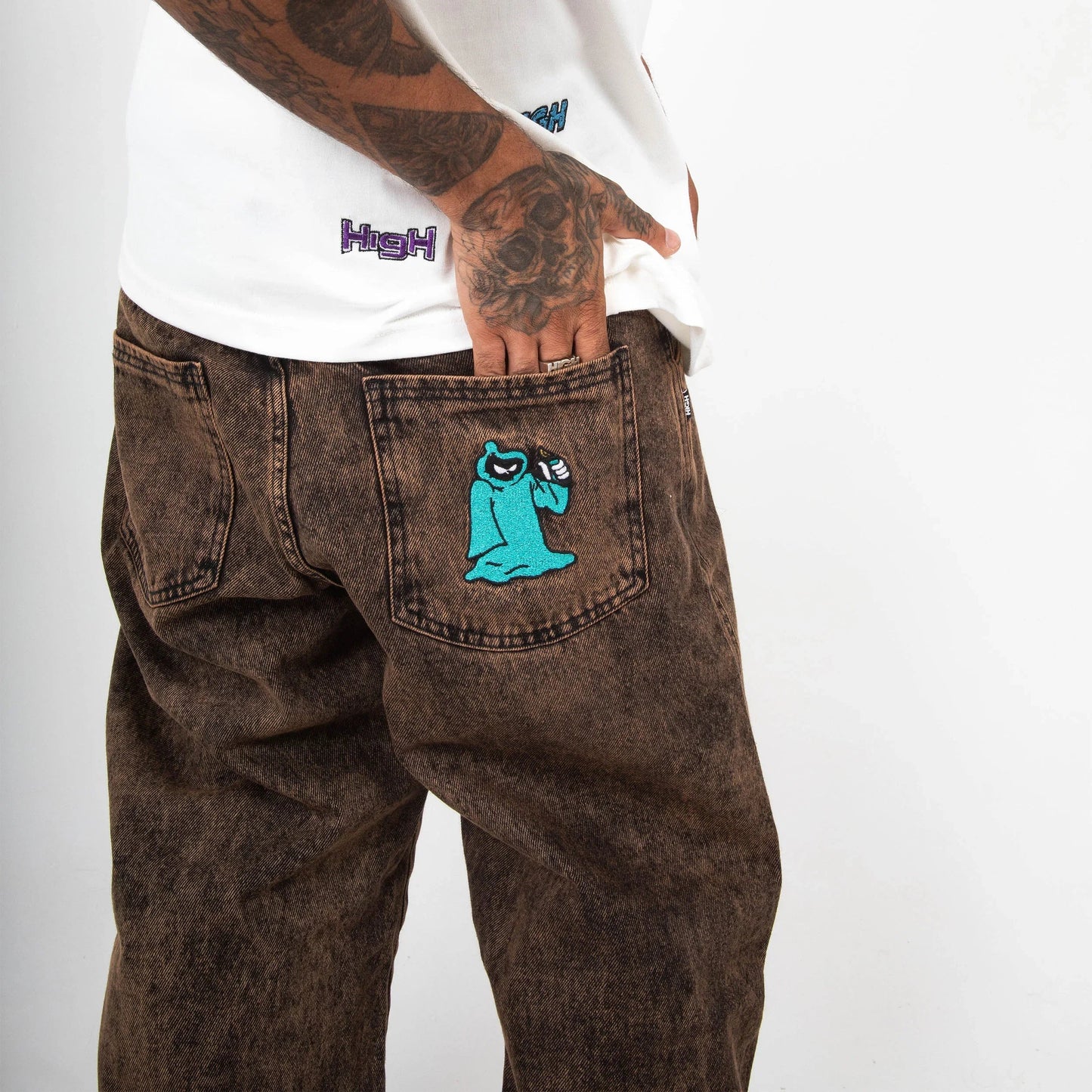 Rust Denim Pants Brown