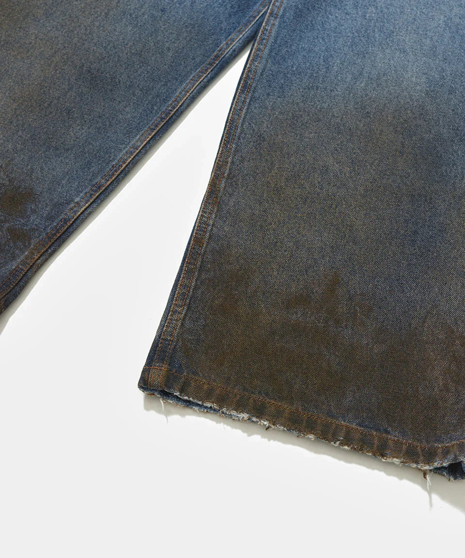 Dirt Stained Oversized Denim Blue