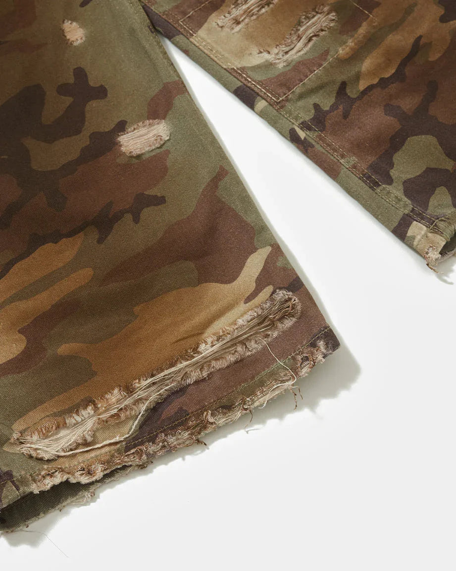 Distressed Camo Oversized Denim