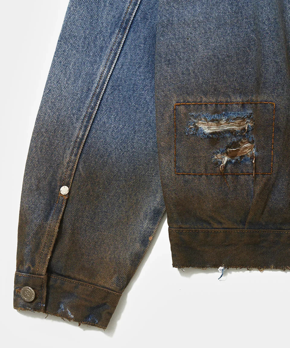 Dirt Stained Denim Jacket Blue