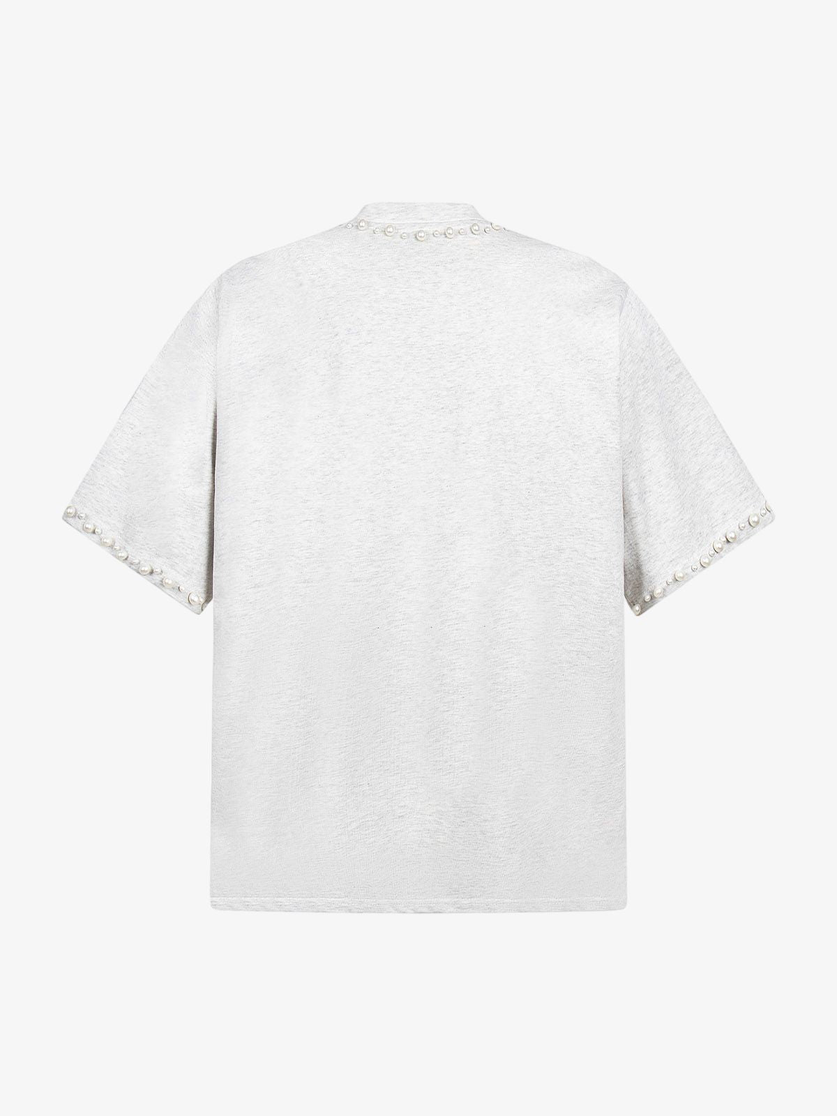 Camiseta Elegant Pearl-Embellished Oversized