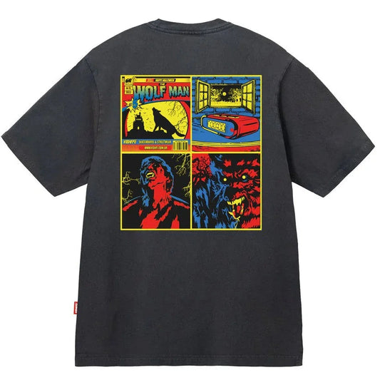 CAMISETA THE WOLF MAN CINZA ESTONADO "HALLOWEEN"