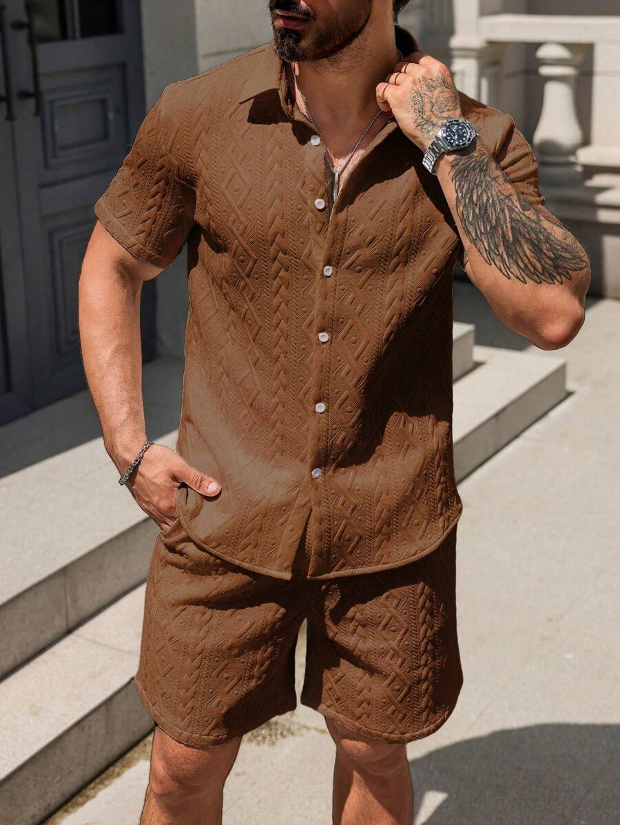 Conjunto CasualCool Conjunto de Camisa e Shorts Casuais de Verão