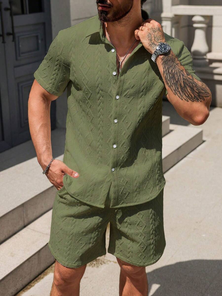 Conjunto CasualCool Conjunto de Camisa e Shorts Casuais de Verão