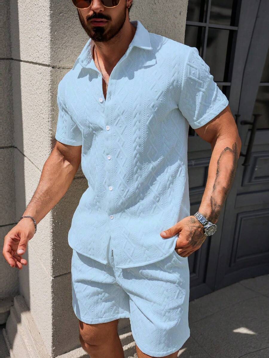 Conjunto CasualCool Conjunto de Camisa e Shorts Casuais de Verão