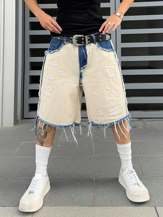 Shorts Denim Bege Punk Jeans