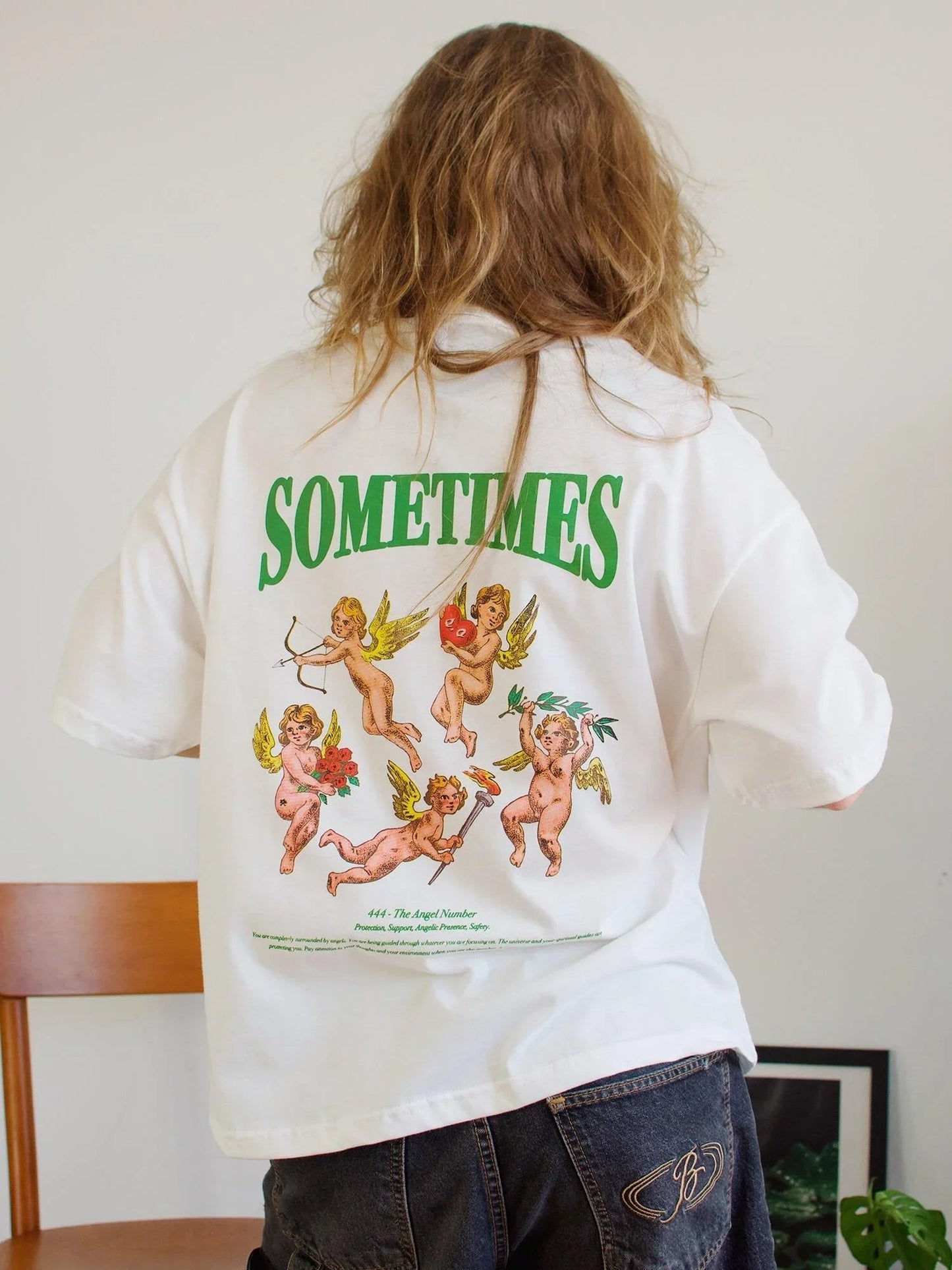 Camiseta Boxy Angel Number Off White