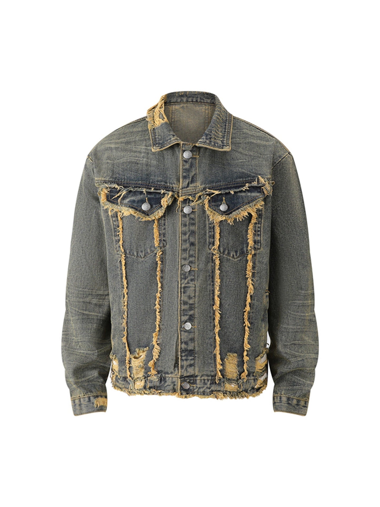 Thesupermade Raw Edge Distressed Denim Jacket