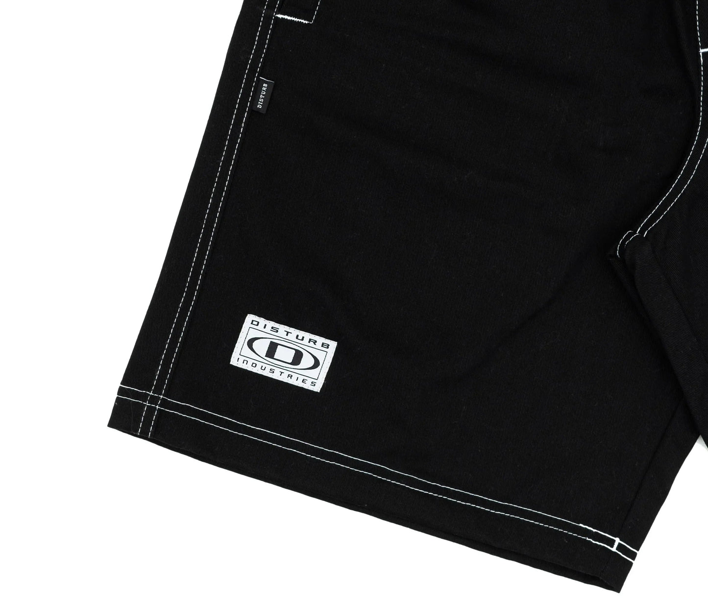 Contrast Twill Shorts In Black