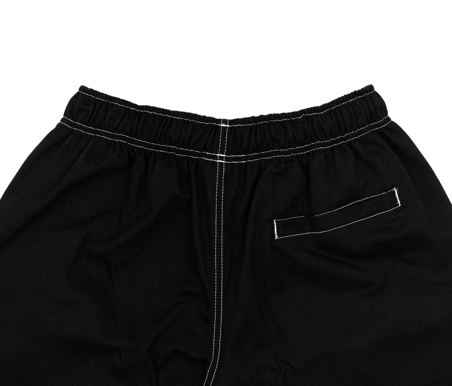 Contrast Twill Shorts In Black