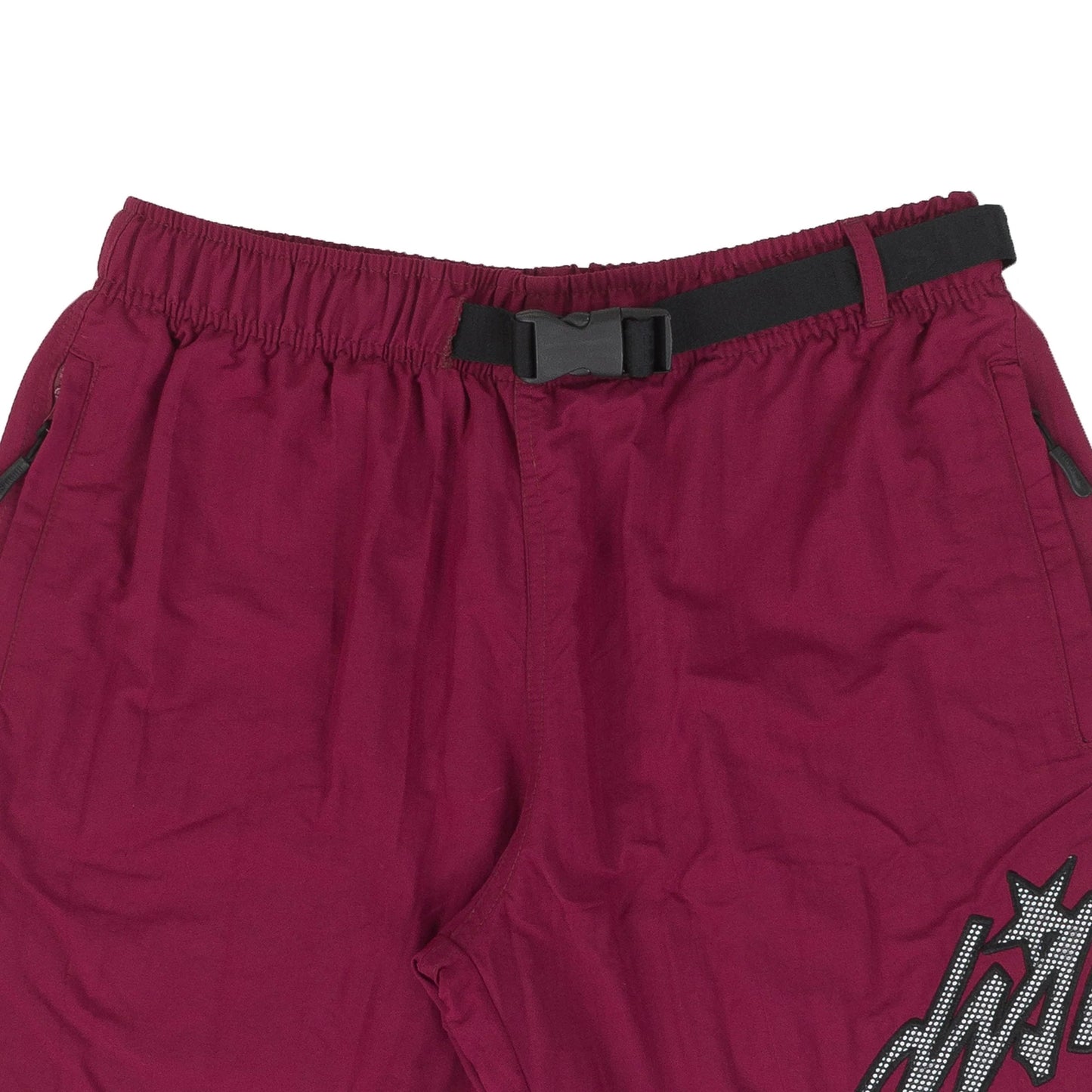 Cursive Nylon Shorts in Burgundy