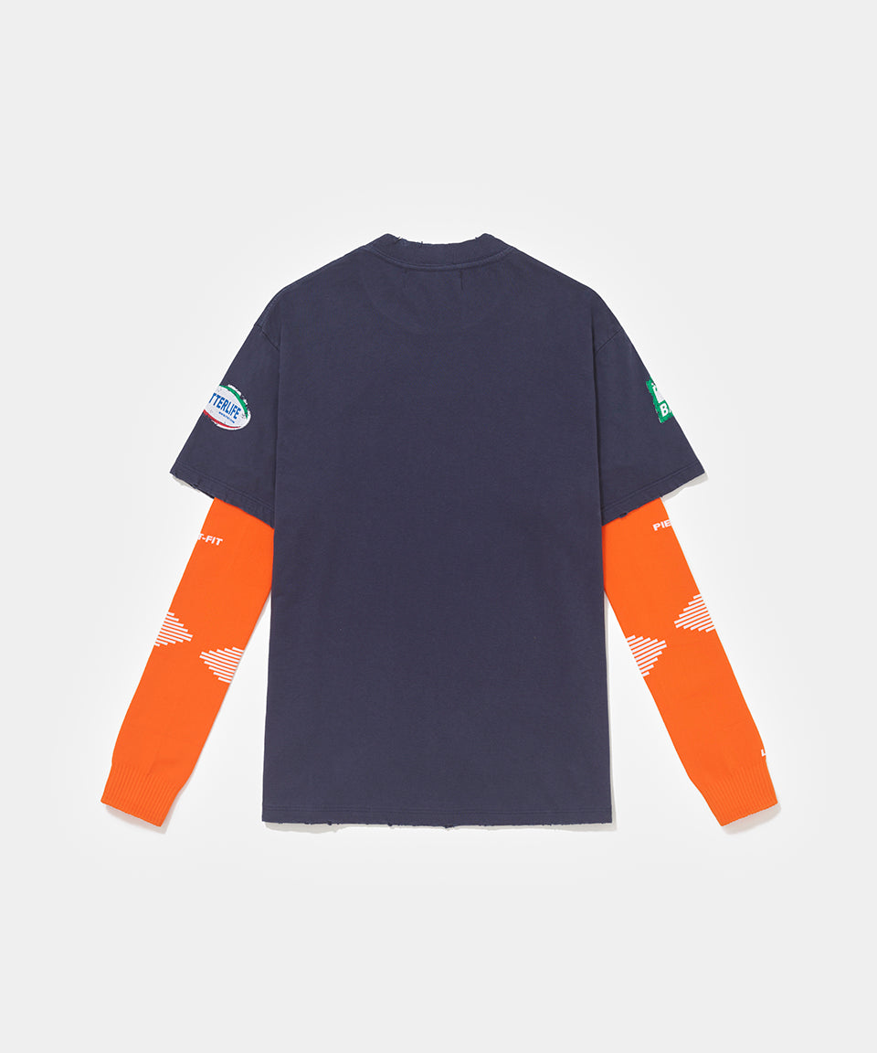 Camiseta Manga Longa Piet F.C - Vintage Blue/Laranja