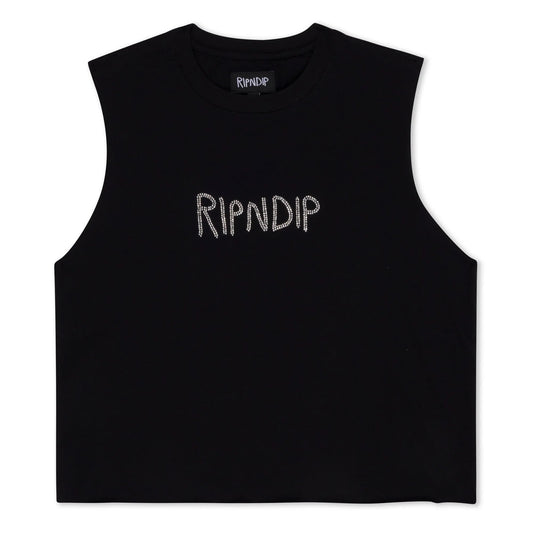 OG RIPNDIP Cropped Rhinestone Tank (Black) - Camiseta