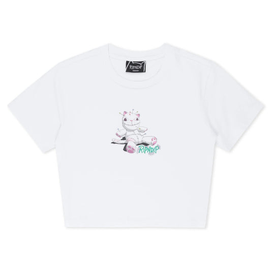 Travis Cropped Baby Tee (White) - Camiseta