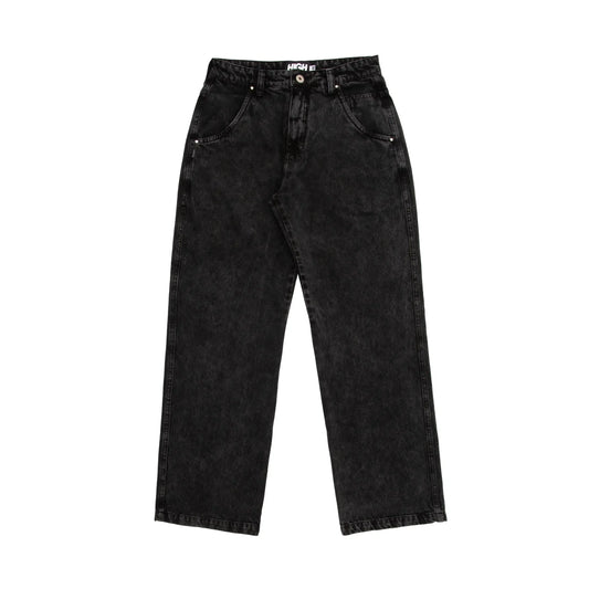 Jeans Pants Logo Line Washed Black