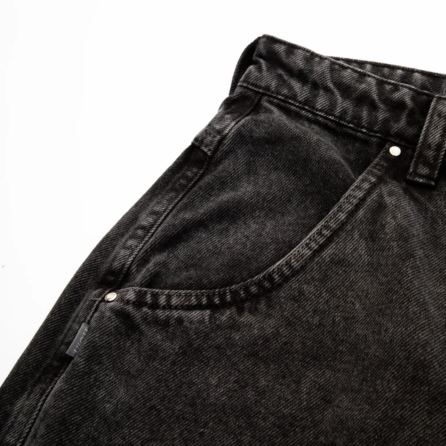 Jeans Pants Logo Line Washed Black