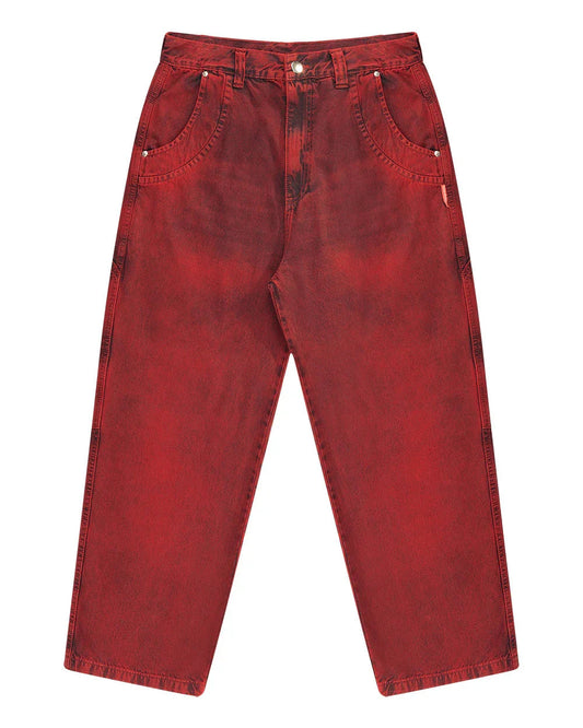 CALÇA JEANS CURVALÍNEA DOUBLE HAND VERMELHA