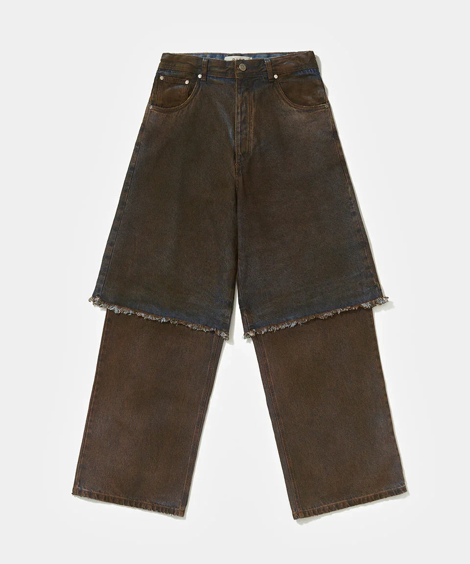 Overlayed Denim Trousers Blue