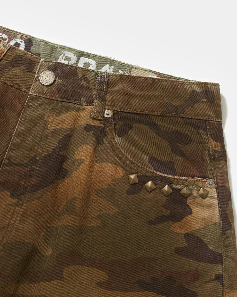 Distressed Camo Oversized Denim