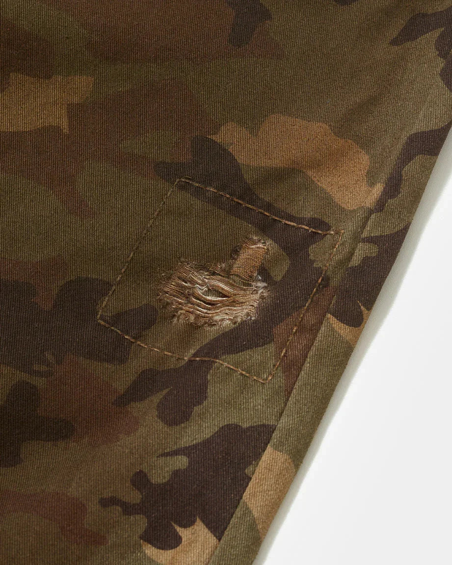 Distressed Camo Oversized Denim