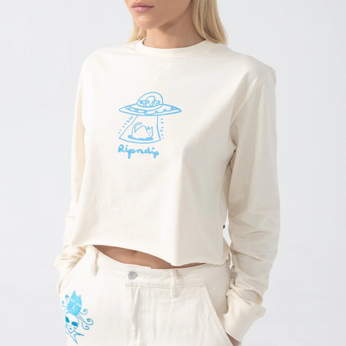 Blonded Cropped Long Sleeve (Natural) - Camiseta
