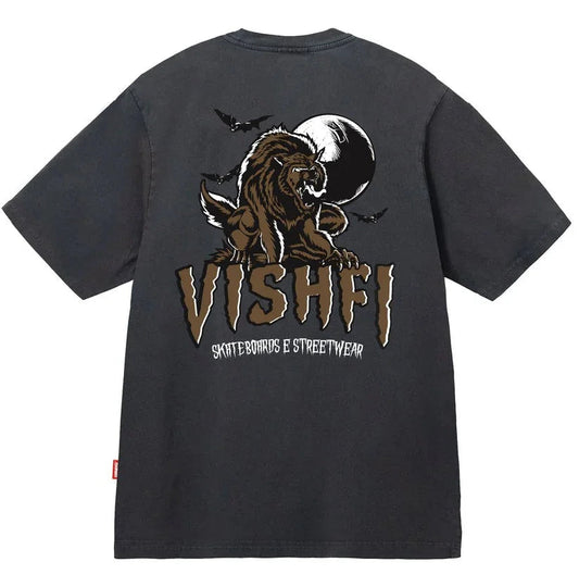 CAMISETA VISH WOLF CINZA ESTONADO - "HALLOWEEN 2022"