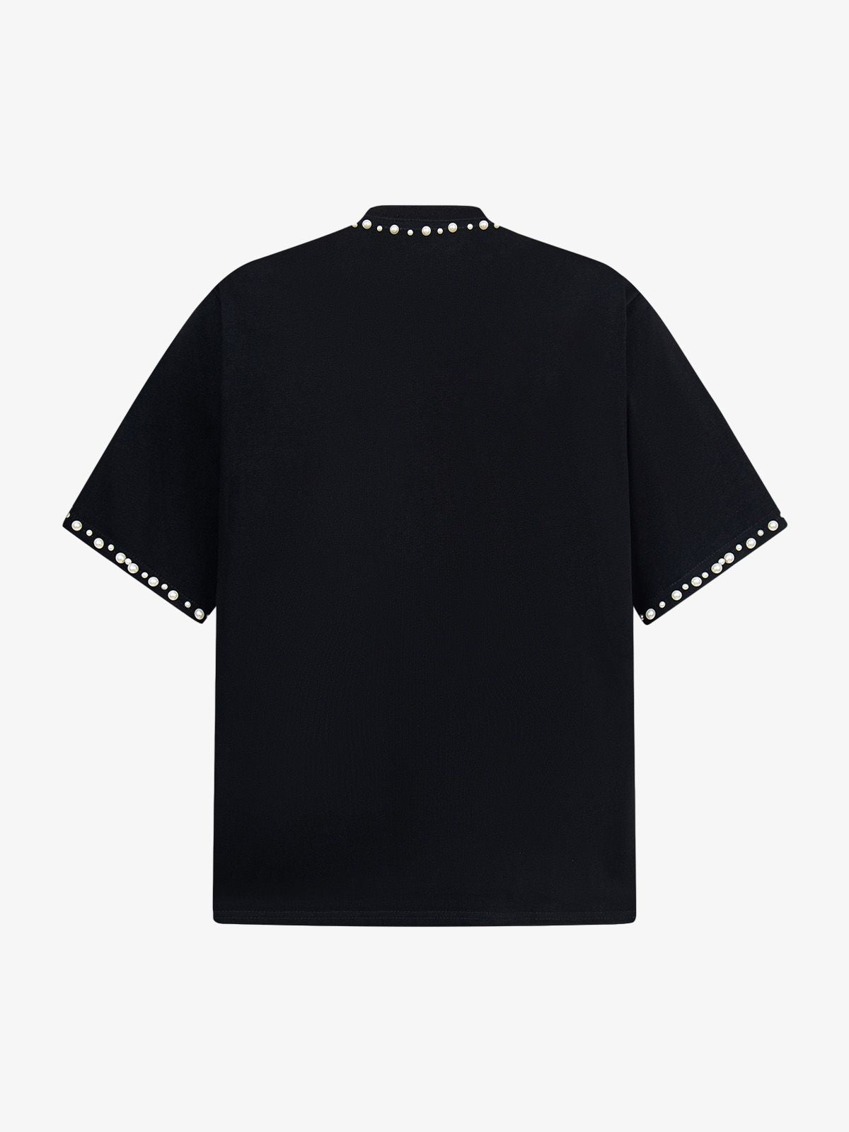 Camiseta Elegant Pearl-Embellished Oversized
