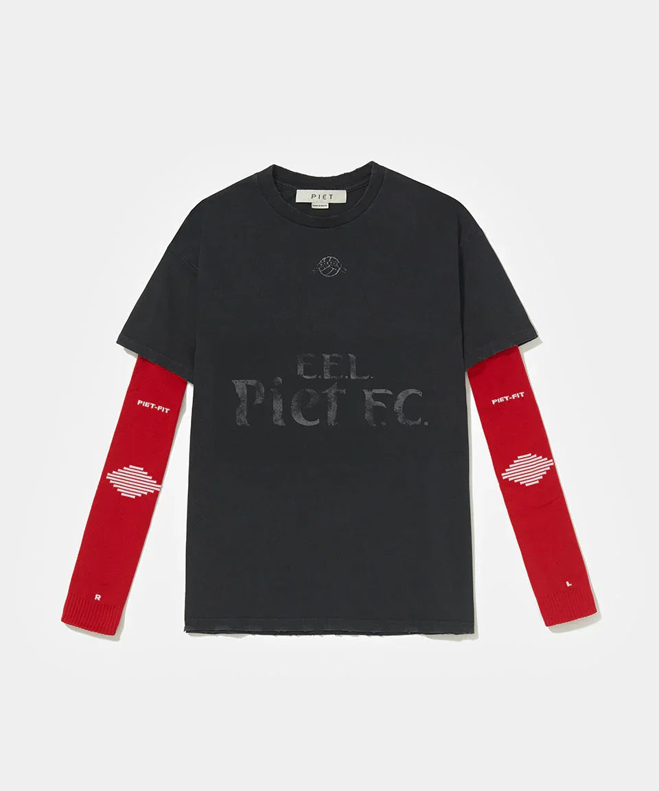 PIET F.C. Knitted Sleeve T-shirt Vintage Black