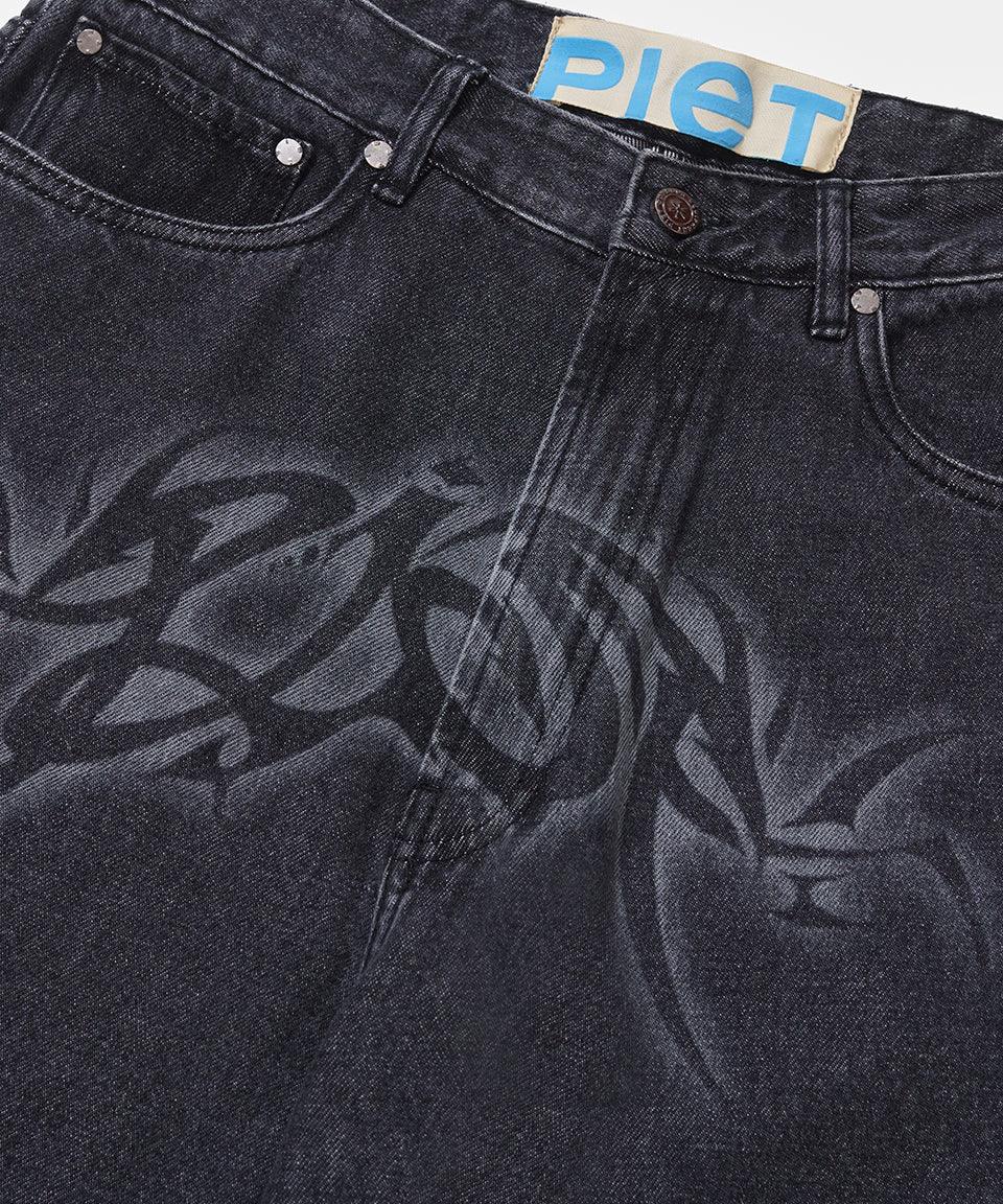 Loose Fit Black Denim - Black