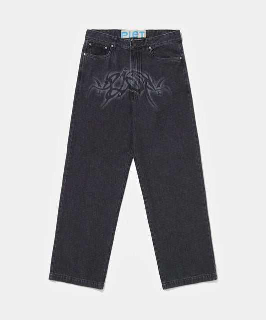 Loose Fit Black Denim - Black