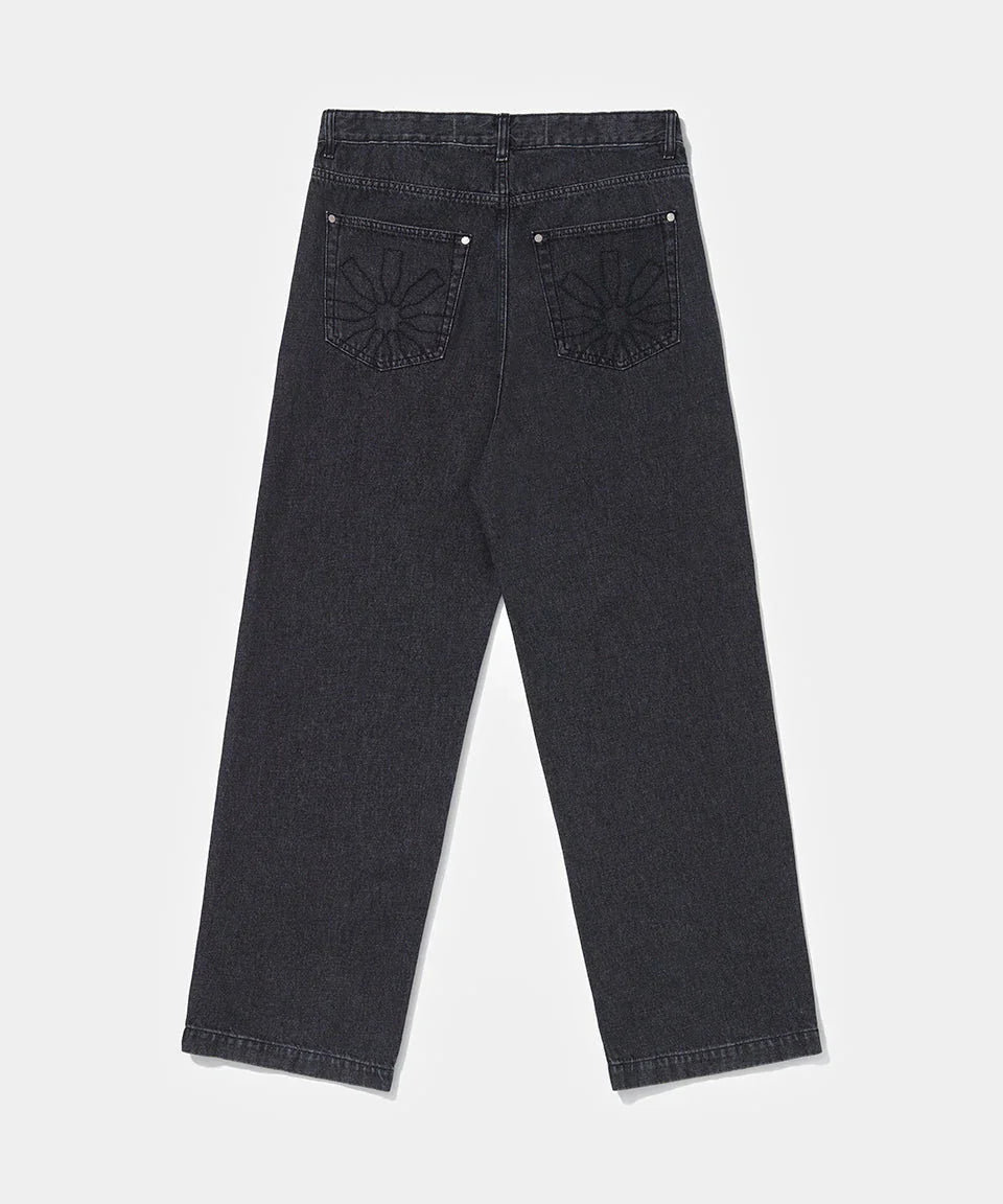 Loose Fit Black Denim - Black