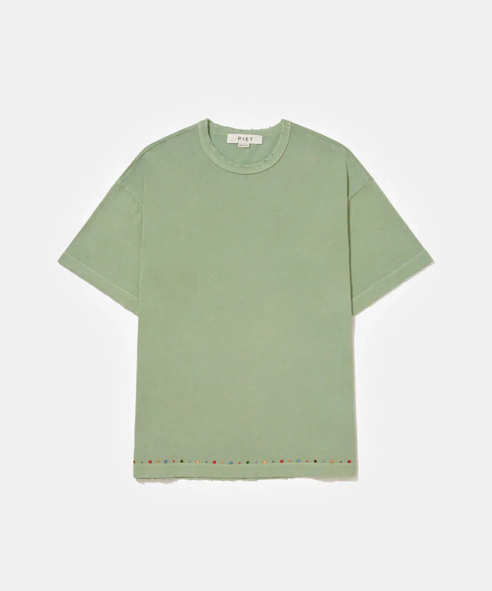 Gems Distressed Tee - Olive