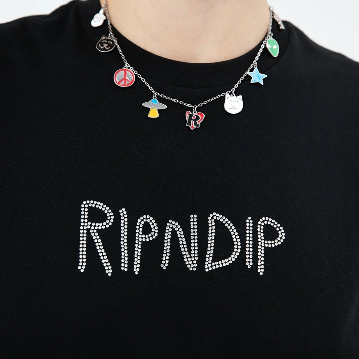 OG RIPNDIP Cropped Rhinestone Tank (Black) - Camiseta
